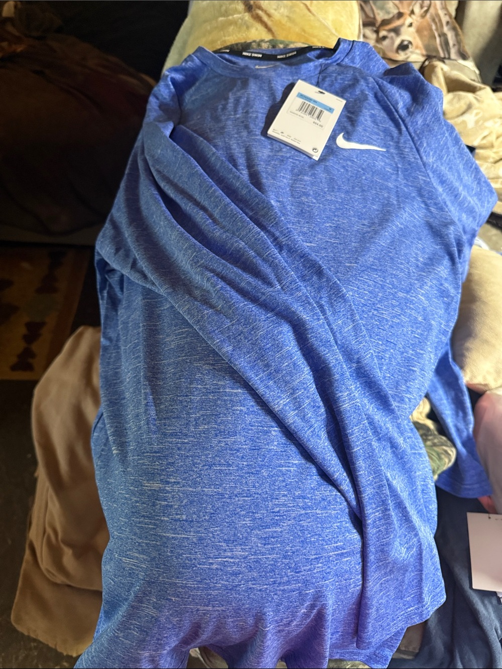 Nike Blue Heather Long Sleeve Dri-FIT Shirt